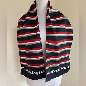 VINTAGE Canadian Pacific Airlines Stripe Scarf Made Japan Flight Attendant 80's